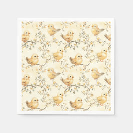 ヴィンテージウォーターカラーベビーチックス&フローラ春 スタンダードカクテルナプキン