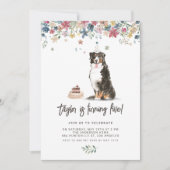 ヴィンテージウォーターカラーベルネーズマウンテンドッグ誕生日 招待状 (正面)