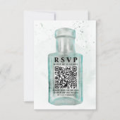 ヴィンテージウォーターカラーボトルQRコード結婚式RSVP 出欠カード (正面)