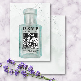 ヴィンテージウォーターカラーボトルQRコード結婚式RSVP 出欠カード
