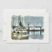 ヴィンテージウォーターカラーボートメンズ誕生日 招待状 (裏面)