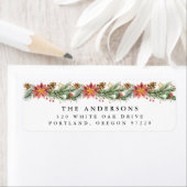 ヴィンテージウォーターカラーポインセティアホリデイ ラベル (インサイチュ)