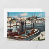 ヴィンテージウォーターカラーマリーナビーチ海旅行 ポストカード (正面/裏面)