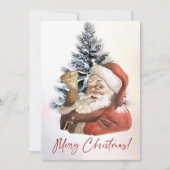 ヴィンテージウォーターカラーメリークリスマスサンタカスタムー シーズンカード (正面)