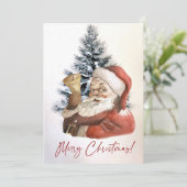 ヴィンテージウォーターカラーメリークリスマスサンタカスタムー シーズンカード (スタンド正面)