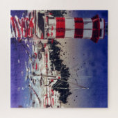 ヴィンテージウォーターカラーライトハウスボーツヒルトンヘッド ジグソーパズル (横)