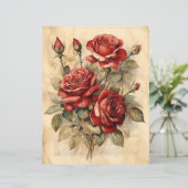ヴィンテージウォーターカラーレッドローズ紙クラフトカードストック (スタンド正面)
