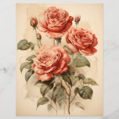 ヴィンテージウォーターカラーレッドローズ紙クラフトカードストック (裏面)