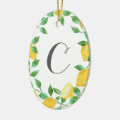 ヴィンテージウォーターカラーレモンイニシャルオーナメント セラミックオーナメント (左)
