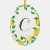 ヴィンテージウォーターカラーレモンイニシャルオーナメント セラミックオーナメント (正面)