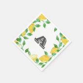 ヴィンテージウォーターカラーレモンイニシャルカクテルナプキンス スタンダードカクテルナプキン (角)