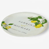 ヴィンテージウォーターカラーレモンズガーデンパーティー ペーパープレート (アングル)