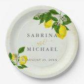 ヴィンテージウォーターカラーレモンズガーデンパーティー ペーパープレート (正面)