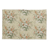 ヴィンテージウォーターカラーワイルドフラワーデイジーブーケベージュ 枕カバー (裏面)