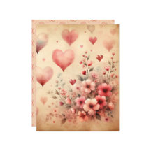 ヴィンテージウォーターカラーヴァレンティススクラップブック紙