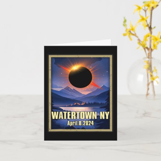 ヴィンテージウォータータウンNy太陽のトータルEclipse 2024 カード (黄色い花)