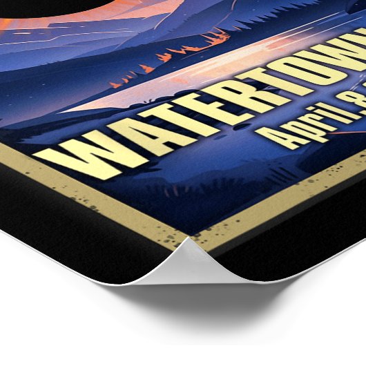 ヴィンテージウォータータウンNy太陽のトータルEclipse 2024 ポスター (角)