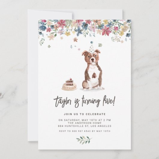 ヴィンテージウォーターピットブルドッグ誕生日パーティー 招待状 (正面)