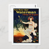 ヴィンテージウォーターマン広告の万年筆 ポストカード (正面/裏面)