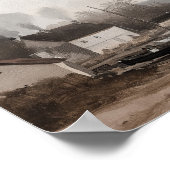 ヴィンテージウォールアートオイルペインティングコースタルハウスプリント ポスター (角)