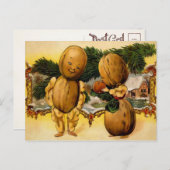 ヴィンテージウォールナットファミリークリスマスポストカード ポストカード (正面/裏面)