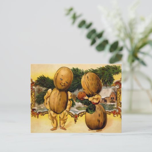 ヴィンテージウォールナットファミリークリスマスポストカード ポストカード (スタンド正面)