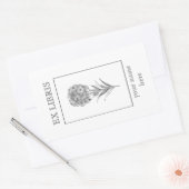 ヴィンテージウォールフラワーエッチング蔵書票 長方形シール (封筒)