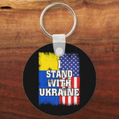 ヴィンテージウクライナアメリカ国旗ウクライナ愛国心 キーホルダー (正面)
