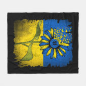 ヴィンテージウクライナヒマワリ フリースブランケット (正面(横))