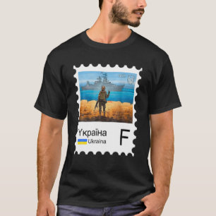 ヴィンテージウクライナ郵便切手フラッグウクライナプライド Tシャツ