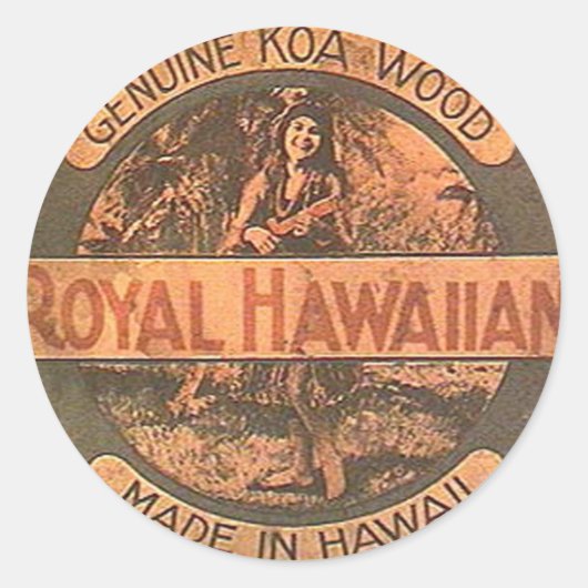 ヴィンテージウクレレステッカー ラウンドシール (正面)