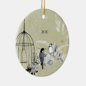 ヴィンテージウグイス&バードケージオンダマスク セラミックオーナメント (右)