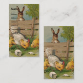 ヴィンテージウサギとニワトリ 名刺 (正面/裏面)