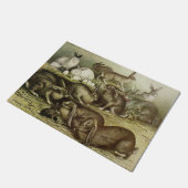 ヴィンテージウサギとバニーのグループで構成 ドアマット (アングル)