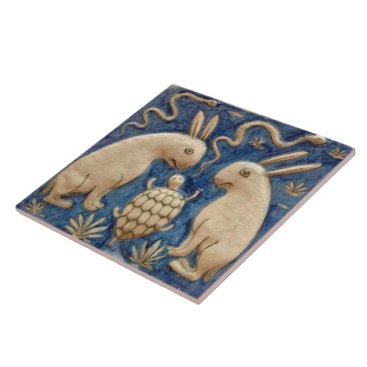 ヴィンテージウサギと爬虫類アンティーク再生 タイル (側面)