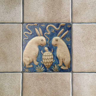 ヴィンテージウサギと爬虫類アンティーク再生 タイル