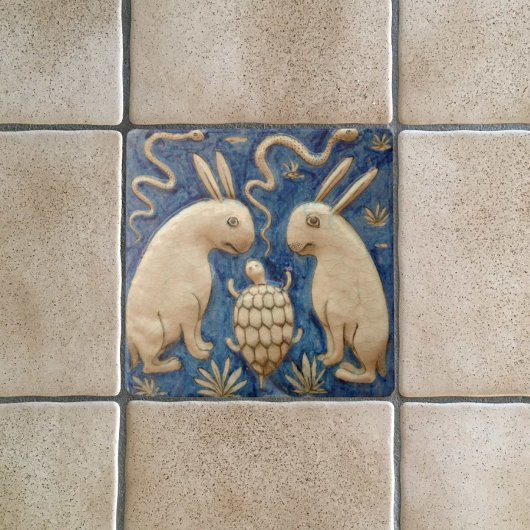 ヴィンテージウサギと爬虫類アンティーク再生 タイル