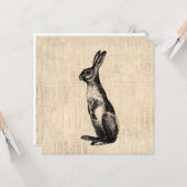 ヴィンテージウサギイラスト クラシックなウサギ カード (正面/裏面インサイチュ)