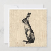 ヴィンテージウサギイラスト クラシックなウサギ カード (裏面)