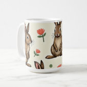 ヴィンテージウサギ模様 コーヒーマグカップ (正面左)