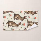 ヴィンテージウサギ模様 バスタオルセット (ハンドタオル)