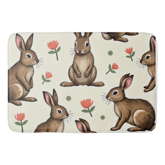 ヴィンテージウサギ模様 バスマット (正面)