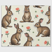 ヴィンテージウサギ模様 ラッピングペーパー (フラット)