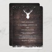 ヴィンテージウシンプルィンターディア&スノーフラ結婚ックスズインヴ 招待状 (正面/裏面)