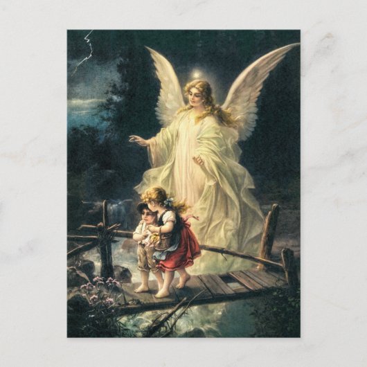 ヴィンテージウッテルエンゲルウントキンデルアウフブリュッケ ポストカード (正面)