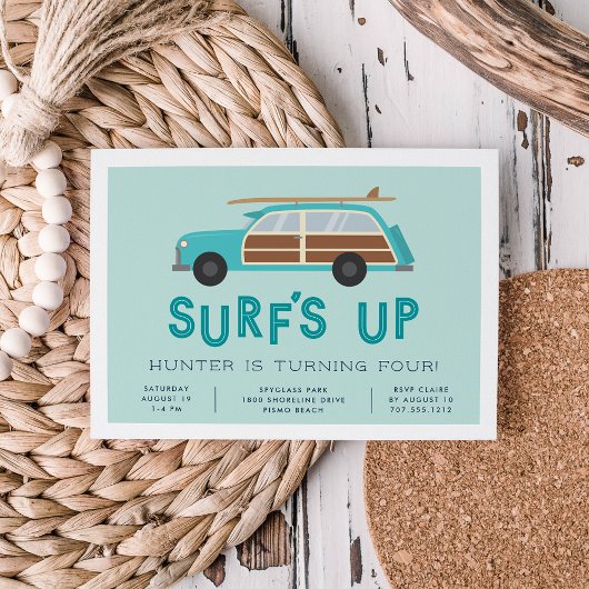 ヴィンテージウッディカー誕生日パーティーの招待状 招待状