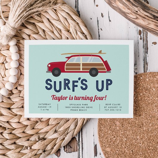 ヴィンテージウッディカー誕生日パーティーの招待状 招待状