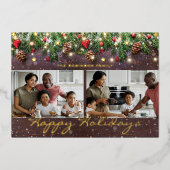 ヴィンテージウッドのハッピーホリデー2フォトです。 箔シーズンカード (正面)