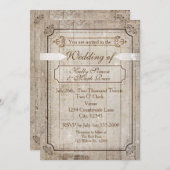 ヴィンテージウッドのラスティックカントリーウェディング招待状 招待状 (正面/裏面)
