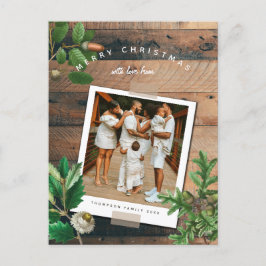 ヴィンテージウッドアコーンクリスマスファミリー写真 シーズンポストカード
